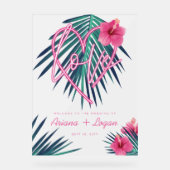 Neon rose Coeur Aimer Tropical Floral Palm Mariage (Recto)