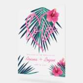 Neon rose Coeur Aimer Tropical Floral Palm Mariage (Angle)