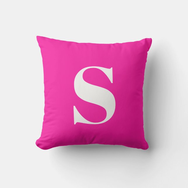 Neon rose initial Monogramme Coussin extérieur (Recto)