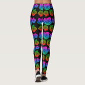 Neon rose motif leggings noirs (Dos)