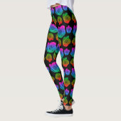 Neon rose motif leggings noirs (Gauche)
