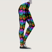 Neon rose motif leggings noirs (Droite)