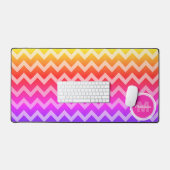 Neon rose orange violet Chevron rétro Monogram (Clavier et souris)