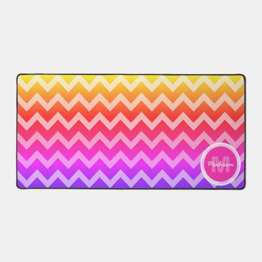 Neon rose orange violet Chevron rétro Monogram (Recto)