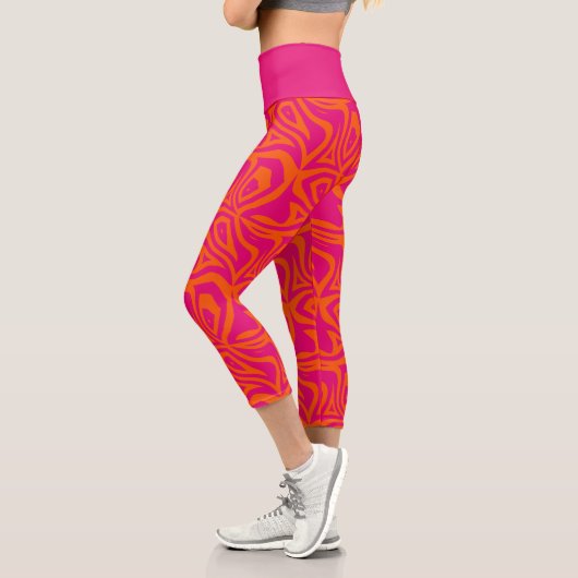 Neon rose Zebra Stripes femmes Capris Leggings (Gauche)