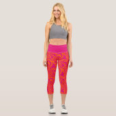 Neon rose Zebra Stripes femmes Capris Leggings (Recto)