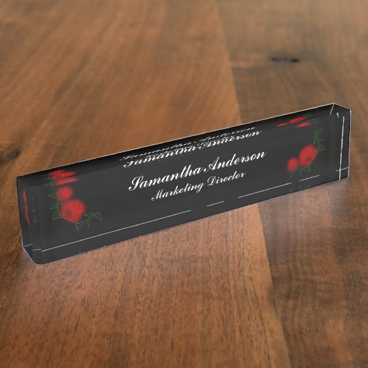 Neon Roses élégant Goth Desk Plaque de référence (Taille)