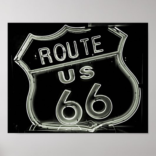 Neon "Route 66" Foto Poster (Voorkant)
