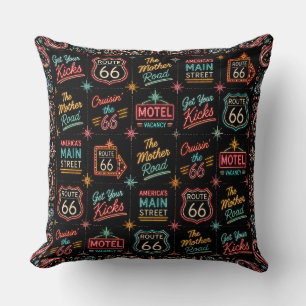 Neon Route 66 Motel Kamerdecoratie Kussen