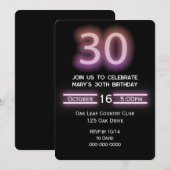 Neon roze 30ste verjaardagsfeest kaart (Voorkant / Achterkant)