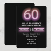 Neon roze 60ste verjaardagsfeest kaart (Voorkant / Achterkant)