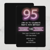 Neon Roze 95e Verjaardagsfeestje Kaart (Voorkant / Achterkant)