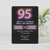 Neon Roze 95e Verjaardagsfeestje Kaart (Staand voorkant)