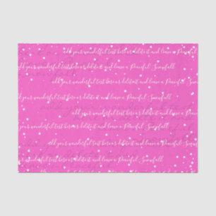 Neon Roze Aangepaste scripttekst Elegant Kerstmi Tissuepapier