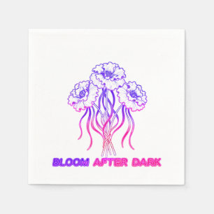 Neon Roze Abstracte Bloeiende Bloemen - Levendige Servet