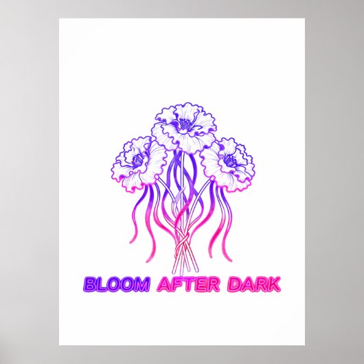 Neon Roze Abstracte Bloeiende Bloemen - Trendy BoP Poster (Voorkant)
