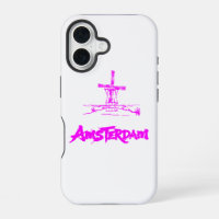 Neon Roze Amsterdam Molen Schets Modern Zwart