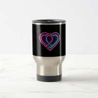 Neon roze/blauw hart Valentijnsdag mok