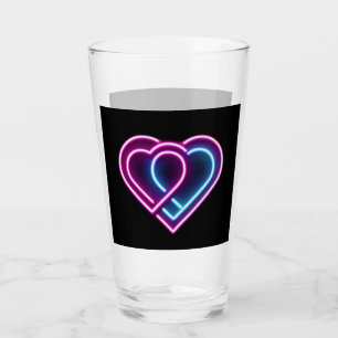 Neon roze/blauw hart Valentijnsdag mok Glas