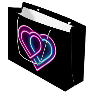 Neon roze/blauw hart Valentijnsdag mok Groot Cadeauzakje
