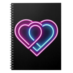 Neon roze/blauw hart Valentijnsdag mok Notitieboek