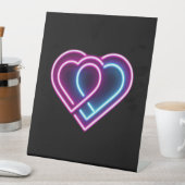 Neon roze/blauw hart Valentijnsdag mok Reclamebord Met Voetstuk (Insitu)