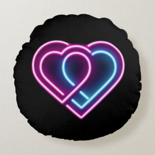 Neon roze/blauw hart Valentijnsdag mok Rond Kussen