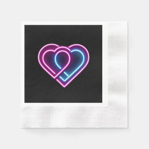Neon roze/blauw hart Valentijnsdag mok Servet