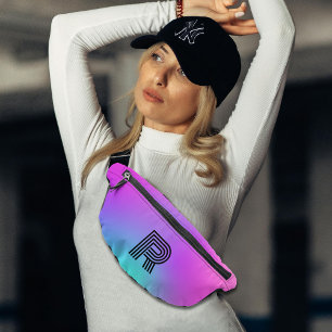 Neon roze blauw & Paarse ombre monogram Heuptasje