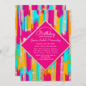 Neon Roze Blauwgroen Geel Goud Glitter Paint Verja Kaart (Voorkant / Achterkant)