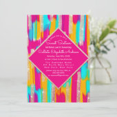 Neon roze Blauwgroen geel goud glitter verf zoet 1 Kaart (Staand voorkant)