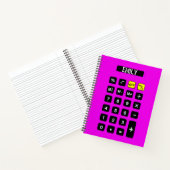 Neon roze calculator met naam notitieboek (Binnen)