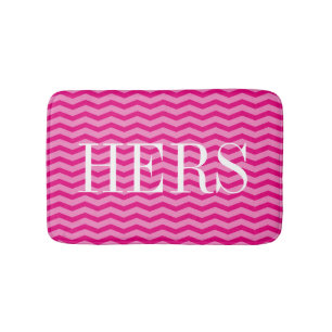 Neon roze chevron-patroon monogram badmat