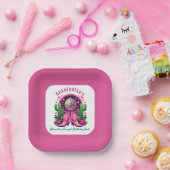 Neon roze cowgirl laarzen & disco bal bachelorette papieren bordje (Feest)