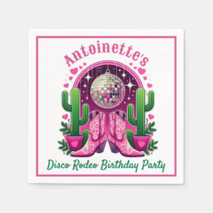 Neon Roze Cowgirl Laarzen & Disco Bal Feest Servet