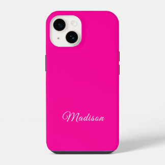 Neon Roze Effen Kleur Eigen Naam iPhone 14 Hoesje