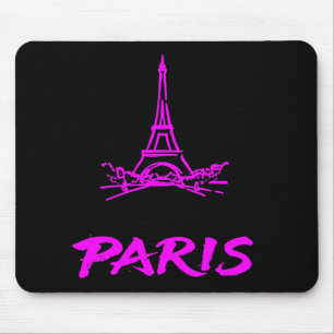 Neon Roze Eiffeltoren Parijs Schets Modern Muismat