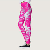 Neon Roze en Blauwgroen Dragon Pattern Athletic Leggings (Links)