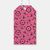 Neon roze en Blue Doodle Pattern van 80 en 90 Cadeaulabel (Achterkant)