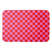 Neon Roze en Rood Geruite Checkerboard  Badmat (Voorkant)