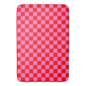 Neon Roze en Rood Geruite Checkerboard  Badmat (Voorkant Verticaal)