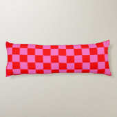 Neon Roze en Rood Geruite Checkerboard  Lichaamskussen (Achterkant)