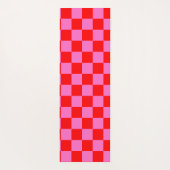 Neon Roze en Rood Geruite Checkerboard  Yogamat (Achterkant)