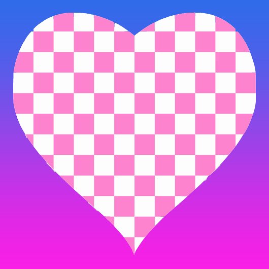 Neon Roze en Wit Geruite Checkerboard  Hart Sticker