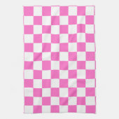 Neon Roze en Wit Geruite Checkerboard Theedoek (Verticaal)