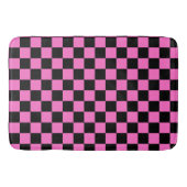 Neon Roze en Zwart Geruite Checkerboard Badmat (Voorkant)