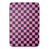 Neon Roze en Zwart Geruite Checkerboard Badmat (Voorkant Verticaal)