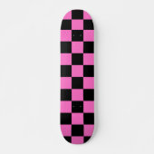 Neon Roze en Zwart Geruite Checkerboard  Skateboard (Voorkant)