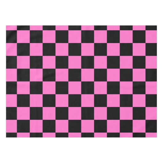 Neon Roze en Zwart Geruite Checkerboard  Tafelkleed (Voorkant (Horizontaal))