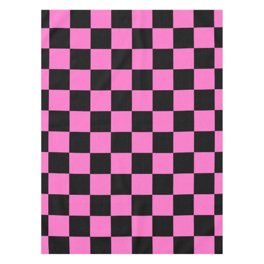 Neon Roze en Zwart Geruite Checkerboard  Tafelkleed (Voorkant)